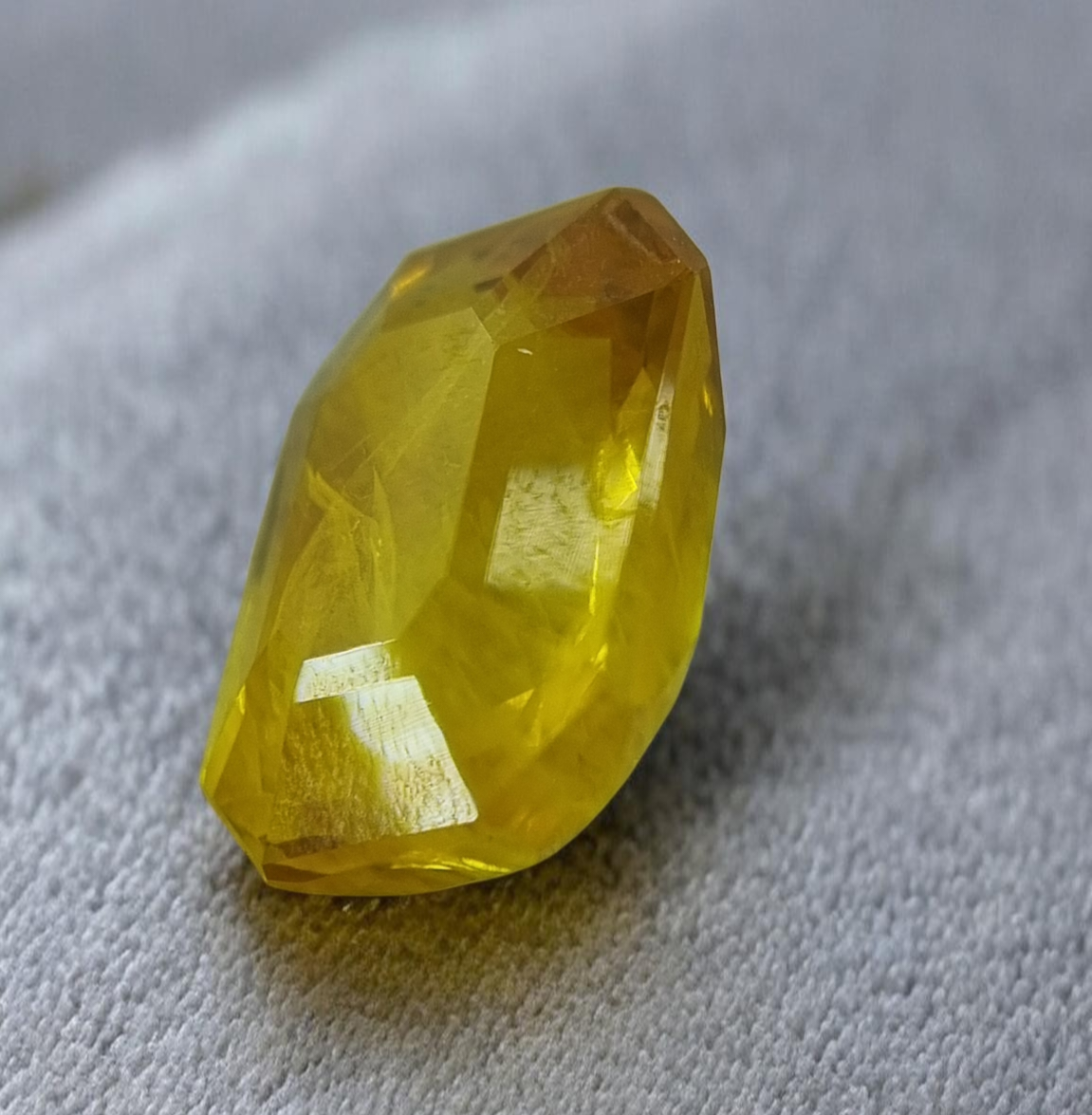10.88 Carat Natural Thai Yellow Sapphire – Rectangle Cut, IDI Certified