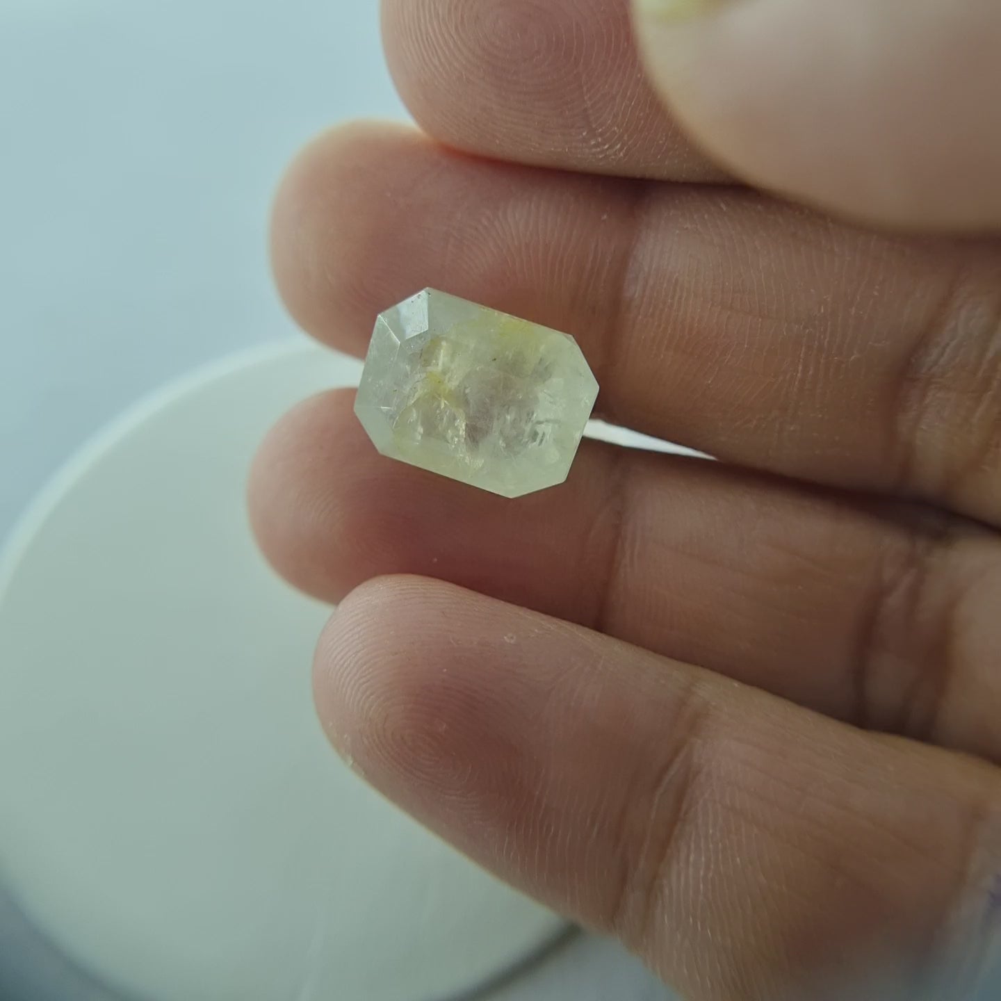 13.09 Cts Natural Burmese Light Yellow Sapphire – Emerald Cut