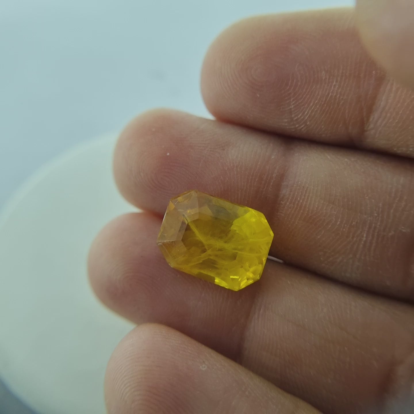 10.88 Carat Natural Thai Yellow Sapphire – Rectangle Cut, IDI Certified